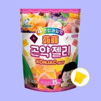 ? เยลลี่บุกน้ำผลไม้ กับตันโลมา แบบถ้วย คละรส 4 รส  384 กรัม Dolphin Konjac Jelly Juice content 15%