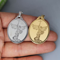 2Pcs Archangel Commander Saint Michael God Christian Charm สแตนเลส Amulet สำหรับสร้อยคอจี้เครื่องประดับทำวัสดุ