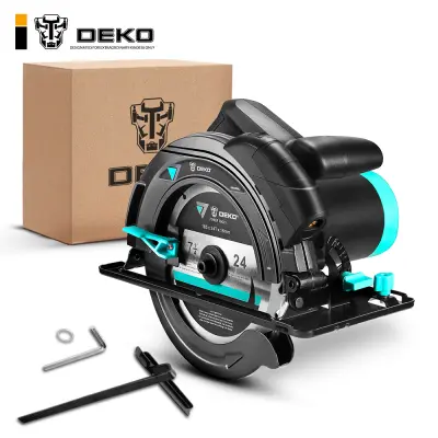 DEKOเลื่อยวงเดือนไฟฟ้าDKCS185L1,เครื่องตัดมัลติฟังก์ชัน185มม. 1500Wพร้อมตัวนำเลเซอร์และด้ามจับเสริม
