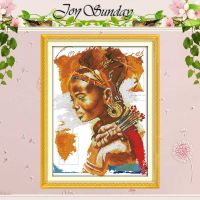 【CC】 The African Woman Patterns Counted 11CT 14CT Sets Chinese Cross-stitch Kits Embroidery Needlework