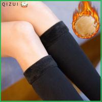 QIZUI เครื่องอุ่นฤดูหนาว ผ้าขนสัตว์ความร้อน ข้น รองเท้าหิมะ ถุงเท้ายาวหิมะ ถุงน่องนอน ร้านขายชุดชั้นในกำมะหยี่ ถุงเท้าสนับแข้ง