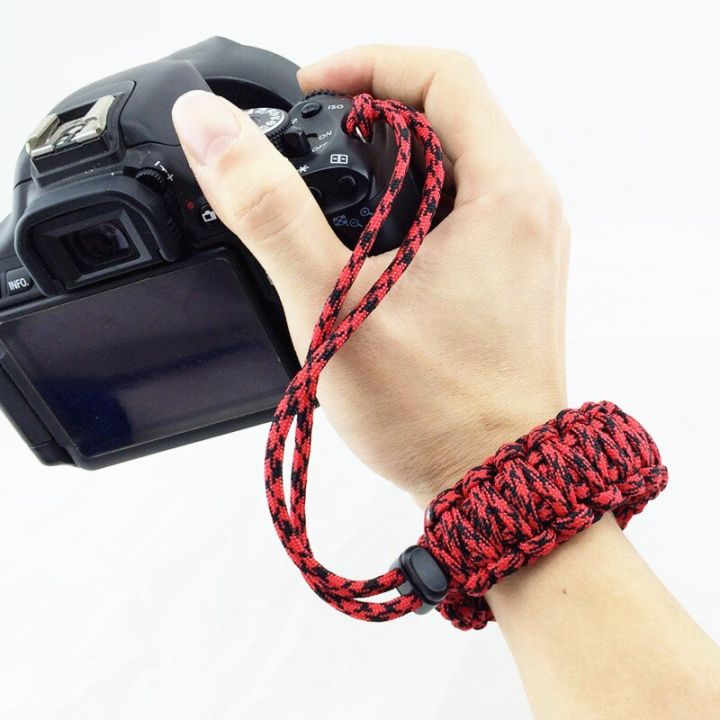 พาราคอร์ดมือจับสายกล้องคล้องข้อมือป้องกันการสูญหายแบบสายกล้องดิจิทัลสายรัดข้อมือถักสำหรับ-nikon-canon-pentax-panasonicdslr