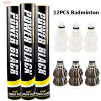 PENGA 12 ชิ้น สีดำ กลางแจ้ง แบบพกพา กีฬาแร็กเก็ต ผลิตภัณฑ์ลูกขนไก่ ลูกขนไก่ การฝึกกีฬา ลูกแบดมินตัน