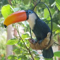 Anneau de fer de simulation doiseaux de jardin extérieur toucan perroquet résine décoration sculpture de cour artisanat villa parc ornements darbre