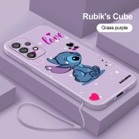 Disney Art Stitch Cool Love Phone Case For Samsung A73 A53 A42 A33 A52 A32 A22 A71 A51 A21S A03S A23 A14 A13 A12 5G Liquid Rope