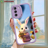 เคสมือถือ Jinsouwe เคสกระจกสำหรับ Samsung Galaxy S21 Plus S21 5G + 5G เคสสำหรับเด็กผู้หญิงลายการ์ตูนกระต่ายปกหนังคลุมเต็มจอ