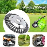 Steel Wire Wheel Brush Trimmer Head Garden Lawn Mower Grass Eater Trimmer Brush Cutter Tools Dust Removal And Polishing 8 Inches