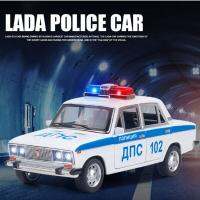 รถโลหะผสมตำรวจของ N LADA 2106ไดคัทโมเดลรถของเล่นเสียงและไฟของเล่นเด็กของสะสมของขวัญวันเกิด