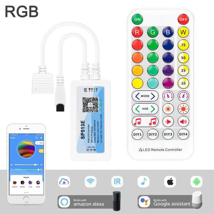 wifi-alexa-google-home-rgb-rgbw-ตัวควบคุมไฟ-led-เพลง-ir-38key-2835-5050-rgb-rgbcw-ไฟ-led-rgbww-ริ้วสายไฟไอโอเอสแอนดรอยแอพพ์-dc5v-24v