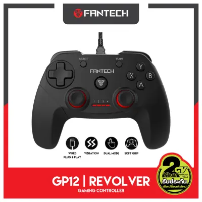 FANTECH GP12 REVOLVER Gaming Controller น้ำหนักเบา ระบบ X-input มาพร้อมกับด้ามจับพื้นผิวยาง จับถนัดมือ เพิ่มความกระชับมือ ในรูปแบบ PLAYSTATION ใช้ได้กับ PC/LOT PS3