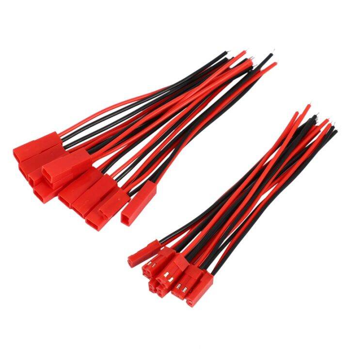 10-pairs-2-pin-jst-plug-socket-connector-m-to-f-110mm-cable-wire-red-black