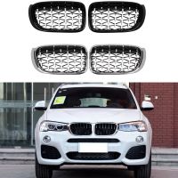 ▽✸❁ Racing Grills Car Front Kidney Grill Grille Silver Black Replacement For BMW X3 X4 F25 F26 2014-2017 Auto External Accessories