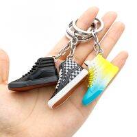 ✸❃✾ Skateboarding Shoe Keychain Pendant Jewelry Classic High Cut Low Cut Black and White Grid 3D Mini Trendy Shoe Pendant