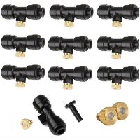 Misting Nozzles Kit Include Water Misting Nozzle Tees Thread 1/4 Inch and Brass Orifice Nozzle for Outdoor Spray Cooling System