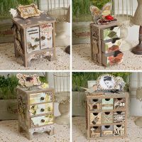 DIY Mini Drawer Storage Scrapbooking Jewelry Vintage Mni Cabinet Tool Mini Chest Of Drawers Wooden Home Decoration