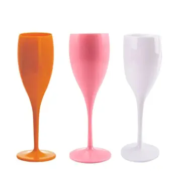 175ML Champagne Flutes Glasses Plastic Wine Glasses Dishwasher-safe White  Acrylic Champagne Glass Transparent Wine Glass Cup