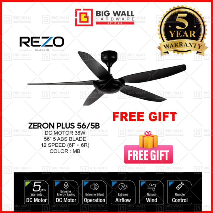 Rezo Ceiling Fan ZERON PLUS 56/42 inch 5B DC Motor 12 Speed (F6+R6) 5 ABS Blades Ceiling Fan
