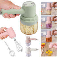 3 In 1เครื่องปั่นไฟฟ้ากระเทียม Chopper Crusher ไข่อัตโนมัติ Whisk นมครีม Beater USB ชาร์จครัวเครื่องผสมอาหาร Masher