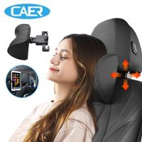 Leather Car Seat Headrest Pad Memory Foam Pillow Adjustable Head Neck Rest Support Cushion with Hook Travel for Kids Adult