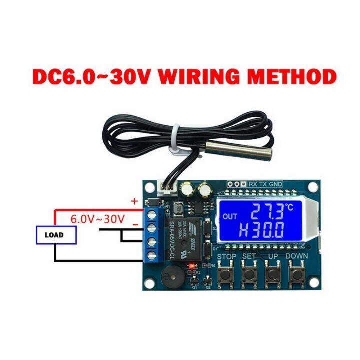 thriving-ตัวควบคุมอุณหภูมิจอแอลซีดีแสดงผลที่ควบคุมอุณหภูมิ-dc-6-0-30v-พร้อมโพรบกันน้ำ68-42-15มม