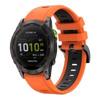 สำหรับ Garmin Enduro 2 26มม. ซิลิโคนกีฬาสองสีสายนาฬิกาข้อมือ (สีส้ม + สีดำ) (ขายเอง)