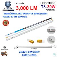 หลอดไฟนีออนพร้อมราง LED ชุดหลอดไฟ LED พร้อมราง T8 30 วัตต์ หลอดไฟ led แบบยาว โคมไฟ LED ฟลูเซ็ท LED T8 30W IWACHI (ขาสปริง) แสงสีขาว(DAYLIGHT) (แพ็ค 4 ชุด)