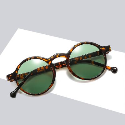 Brand Designer Round Sunglasses Women Korean Style Fashion Sun Glasses Female Vintage Retro Small Frame Green Leopard Oculos