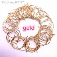 30pcs/lot 20 25 30 35mm Silver Gold Plating Hoops Earrings Big Circle Ear Wire Hoops Earrings Wires for Jewelry Making