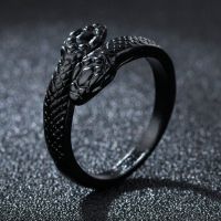 Gothic Double Head Snake Ring Adjustable Animal Rings Reptile Men Women Fashion Punk Boy Girl Birthday Jewelry