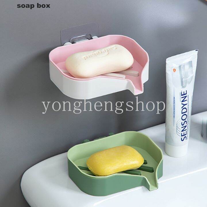 creative-punch-free-soap-box-wall-mounted-drain-soap-tray-dish-toiletries-organizer-storage-sponge-holder-bathroom-supply