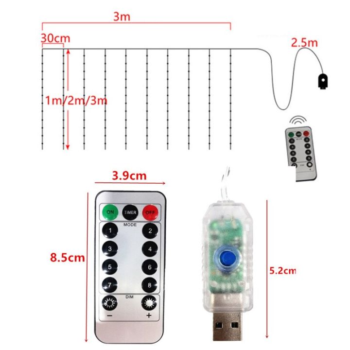 3m-led-fairy-string-lights-curtain-garlands-usb-remote-control-christmas-decorations-for-home-outdoor-patio-lights-garden-decor