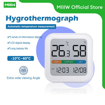 MIIIW เครื่องวัดอุณหภูมและความชื้น เครื่องวัดอุณหภูมิ จอLCD Temperature Humidity Clock ตัววัดอุณหภูมและความชื้น