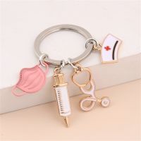 hot【DT】△♙  Doctor Face Syringe Stethoscope Keychain Car Chains Accessories Souvenir