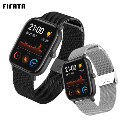 ▥❈♧ FIFATA 20mm taśma metalowa ze stali nierdzewnej do Xiaomi Huami Amazfit Bip/GTS/GTR 42MM wymiana paska ze stali nierdzewnej Watchband