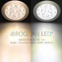 LED Furniture, Light 9LED 3014SMD 1W 60MM 12V สำหรับภายนอก-ภายในอาคาร ไฟติดผนัง ไฟติดตู้โชว์ สีขาว,สีวอมไวท์