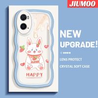 เคส JIUMOO สำหรับ OPPO เคส A36 A76 A96ลายการ์ตูนกระต่ายสตรอเบอร์รี่ดีไซน์ใหม่สร้างสรรค์เคสโปร่งใสลายกล้องถ่ายรูปซิลิกาเจลฝาครอบป้องกัน Colour ชายแดนเป็นลอนเคสมือถือกันกระแทกแบบใสนิ่ม