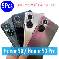 5หน่วย Penggantian Kes Perumahan Baru Bateri Kembali Kembali Pelekat Penutup Kaca dengan Logo A Kamera untuk Honor 50 Pro Honor 50