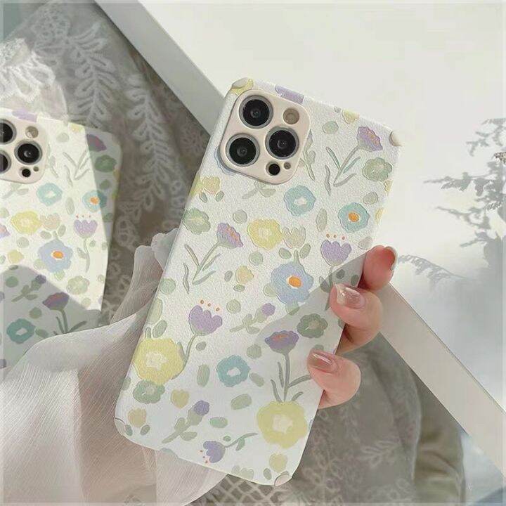 เคสโทรศัพท์-ซิลิโคน-หนังเทียม-พิมพ์ลายดอกไม้-สไตล์เรโทร-สําหรับ11-x-xr-xs-7-8-se-2020-12-pro-238