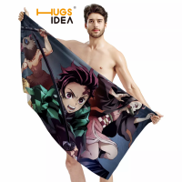 Anime Demon Slayer Kimetsu No Yaib Bath Towel Cartoon Kamado Tanjirou Pattern Travel Beach Towels Soft Face Towel Boy Men Gift