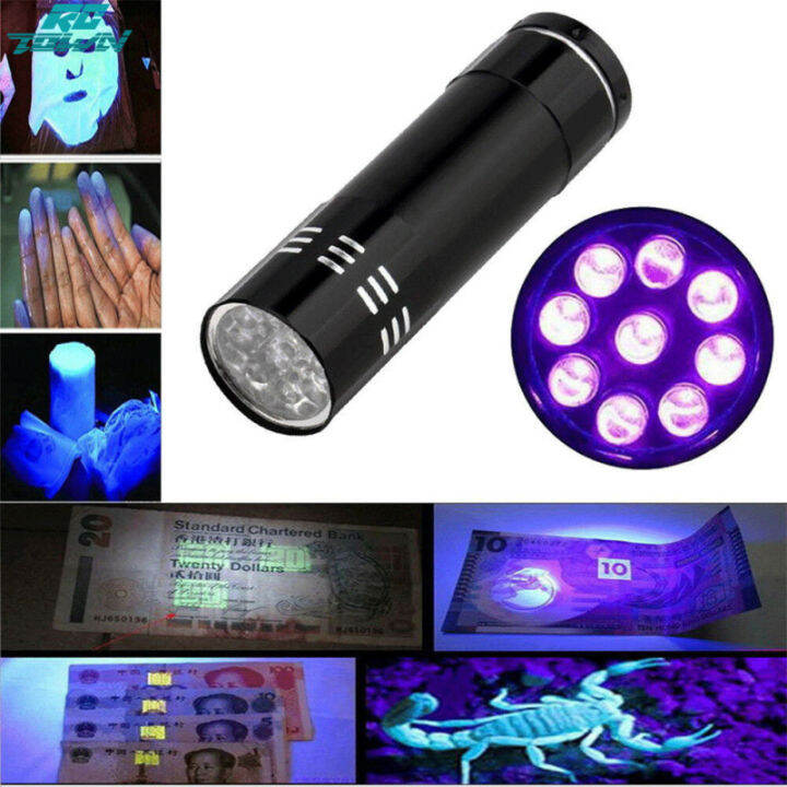 2023new9-uv-led-อัลตราไวโอเลตไฟฉายฟลูออเรสเซนต์อเนกประสงค์ขนาดเล็กน้ำหนักเบาพกพาสะดวกกลางแจ้งกันน้ำได้โคมไฟฉุกเฉิน