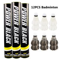 GHRDU 12 ชิ้น ขนห่าน กีฬาแร็กเก็ต กลางแจ้ง ทนทาน ผลิตภัณฑ์ลูกขนไก่ ลูกแบดมินตัน การฝึกกีฬา ลูกขนไก่