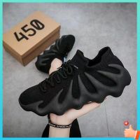 ┅ รองเท้าวิ่งผู้หญิง รองเท้าผ้าใบสีดํา รองเท้าผู้หญิง 450yeezy coconut shoes casual sneakers flying woven shoes thin breathable mesh shoes soft sole soft side