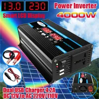 เครื่องแปลงไฟ4000W 12V 220V ซายน์เวฟ12V ถึง220V สำหรับบ้านแปลง S12V 230V เครื่องกำเนิดไฟฟ้าด้วย LCD ชาร์จความถี่อินเวอร์เตอร์