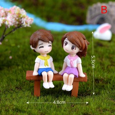 1set Sweet Couple DIY Mini Miniature Figurine Garden Deco Seat Micro Landscape