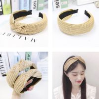 【cw】 Ladies wheat-colored and Hand Knitted Raffia Headband New 【hot】