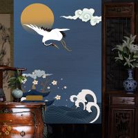 Japanese Crane Door Curtain Porch Partition Curtain Toilet Decorative Curtain Feng Shui Curtain Noren