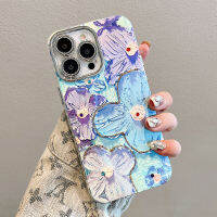 เคสโทรศัพท์เด็กผู้หญิงลายดอกไม้ภาพวาดสีน้ำมันแฟชั่นเป็นของขวัญสำหรับ Iphone 15 Pro Max 11 11เคสหลังซิลิโคนนิ่มพร้อมฟิล์มป้องกันเลนส์13pro