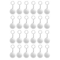 24 Pack White Golf Keychains,Mini Stress Ball Keychains,Sports Ball Keychains,School Reward for Boy Girls Kids