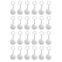 24 Pack White Golf Keychains,Mini Stress Ball Keychains,Sports Ball Keychains,School Reward for Boy Girls Kids