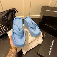 Hot Sale Alexander WangˉLadies Flip-Flops Spring Summer New Products Muffin Thick-Soled Water Table Sandals Front 6cm Back 10cm Full Set Packaging Fashion Womens Shoes